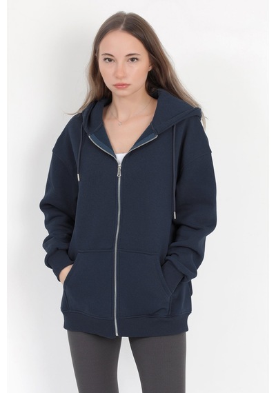 Giysa Kadın Indigo Fermuarlı Şardonlu Kapüşonlu Oversize Sweatshirt - 9015 - 264401 Indigo Giysa Kadın Indigo Fermuarlı Şardonlu Kapüşonlu Oversize Sweatshirt - 9015 - 264401 Indigo