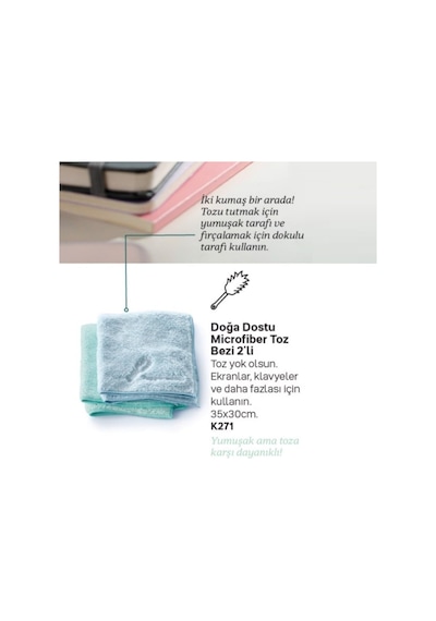 Mikrofiber Toz Bezi 2'li Temizlik Bezi Mavi-mint Diğer