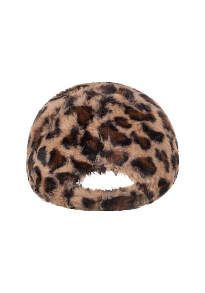 Tezzgelsin Kadın Leopar Desenli Peluş Kep Şapka Camel