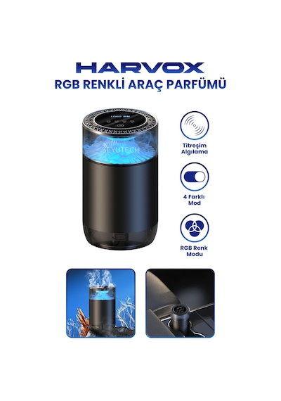 Harvox Rgb Renkli Araç Kokusu Şarjlı 4 Farklı Mod 800mah Batarya Ortam Ve Oda Hava Nemlendirici Aromaterapi