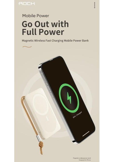 Rock P89 10.000 Mah 20w Magsafe Kablosuz Şarjlı Powerbank Siyah