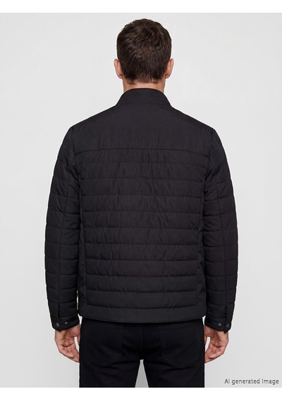 Lcwaıkıkı Classic Siyah Regular Fit Dik Yaka Erkek Deri Görünümlü Mont