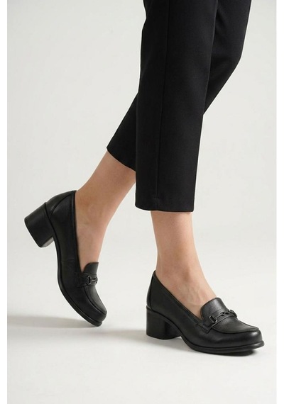 Pisagor Ps-44259 Hakiki Deri Kadın Loafer Ayakkabı Sıyah