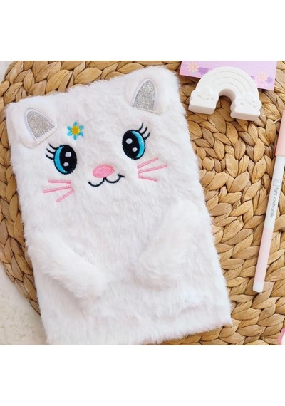 Peluş Çizgili Kedi Tasarımlı Defter