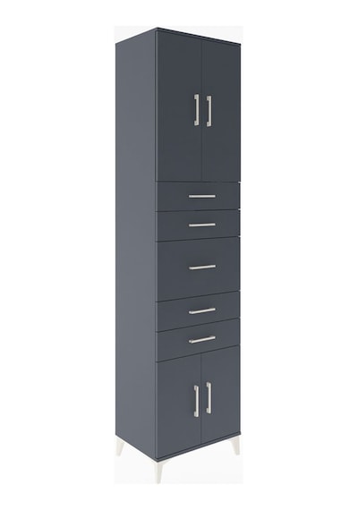 Hyperion Dolap 2 Raflı 5 Çekmeceli 4 Kapaklı 60x44x243 Antrasit-antrasit Antrasit