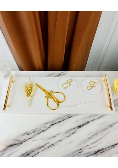 Bond Gold Söz Ve Mermer Nişan Tepsisi Gold Gold