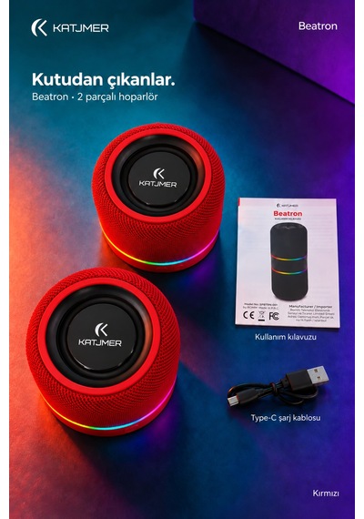 Spbtrn-001 Beatron Manyetik Ayrılabilir Bluetooth 5.4 Hoparlör 2 5 W, Tws, Tf Kart, Işıklı Kırmızı