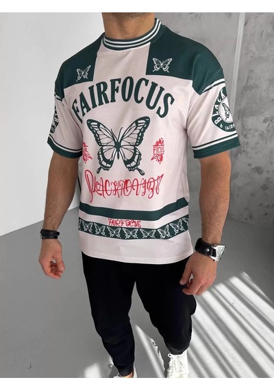 Erkek Dijital Baskılı Tshirt - Mavi 001