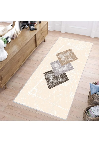 Eliana Home Baskılı, Yıkanabilir Kaymaz Taban Salon Halısı Lna1135 Bej