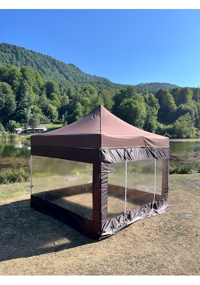3x3 M 30 Mm Gazebo Tente Kış Bahçesi Kahverengi