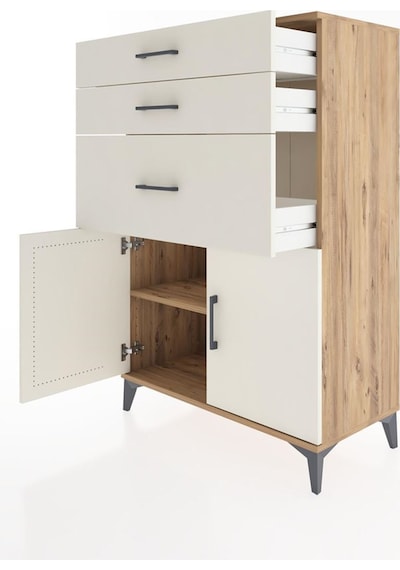 Hyperion Dolap Tek Raflı 3 Çekmeceli 2 Kapaklı 88x44x134 Çam-aytaşı Atlas Çam