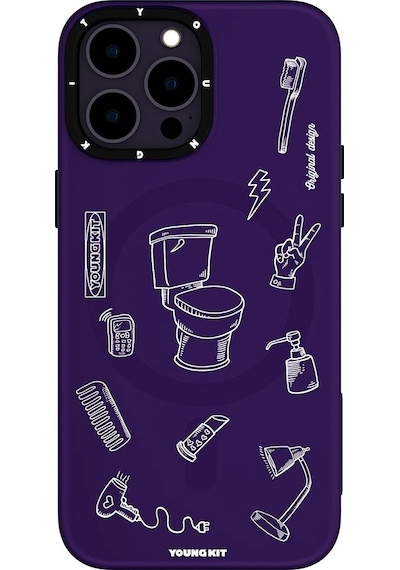 Apple Uyumlu iPhone 14 Pro Max Kılıf Magsafe Şarj Özellikli Desenli Youngkit Plaything Serisi Kapak Beyaz