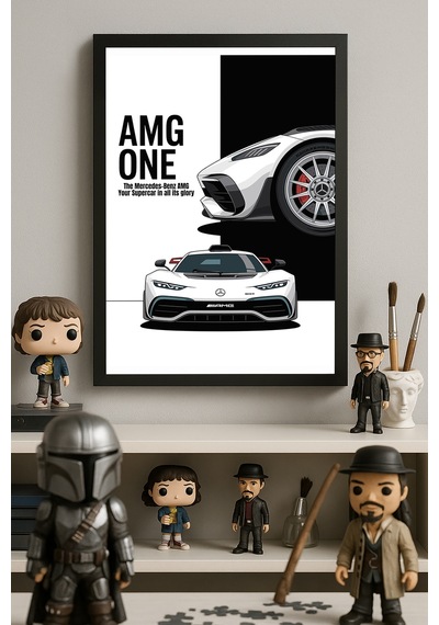 Mercedes Amg One Siyah Ahşap Çerçeveli Poster, Dekoratif Araba Duvar Tablosu