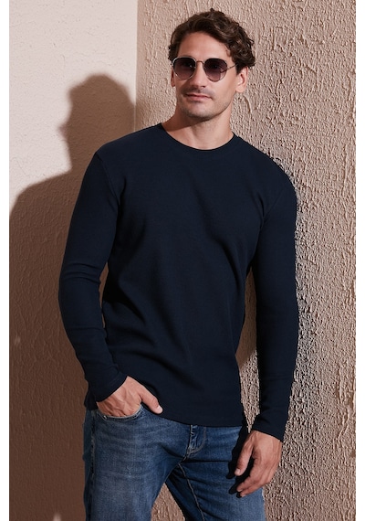 Buratti Pamuklu Bisiklet Yaka Slim Fit Basic Erkek Sweat 5905073 Lacivert