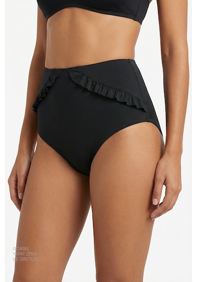 Penti Siyah New High Ruffle Bikini Altı
