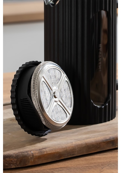 Porsima Smartpan Bv093 French Press Paslanmaz Çelik Süzgeçli Cam Bitki Çayı Demliği Kahve Presi - 1000 Ml Siyah