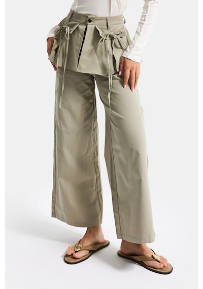 it's basic Kadın Haki Yeşil W5 Straight Fit Bol Kesim Kemer Detaylı Özel Tasarım Pantolon