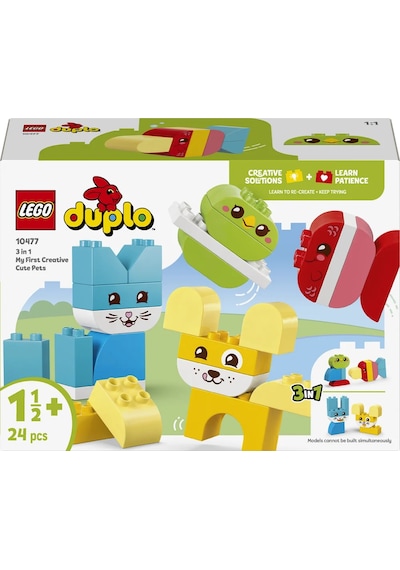 LEGO® DUPLO® İlk 3'ü 1 Arada Yaratıcı Sevimli Hayvanlar 10477 - 1.5 Yaş Üzeri için 8 Seçenek İçeren Oyuncak Yapım Seti (24 Parça)