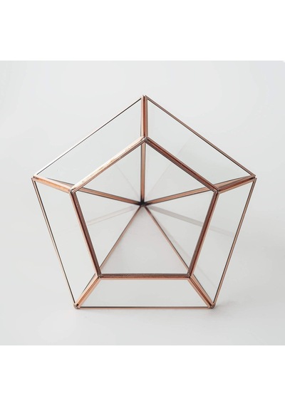 26x21x21cm Bakır Rose Gold Geometrik Teraryum Cam Fanus Aksesuar Çikolata Kutusu
