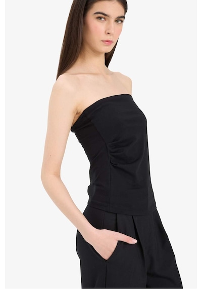 Defacto Slim Fit Dar Kesim Straplez Siyah Bluz F4425ax25smbk81 Siyah