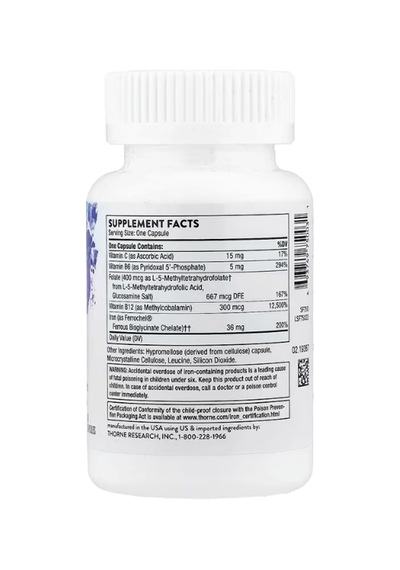 Thorne Advanced Iron Complex, 60 Capsules.usa.abd Menşei.
