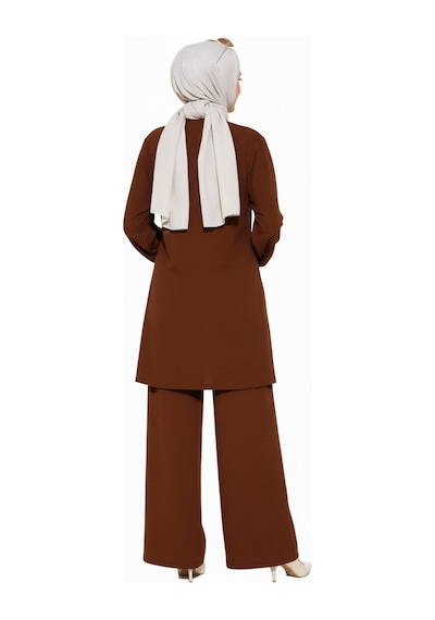 Unika Boutique Bürümcük Alt Üst Tesettür Takım Kahverengi
