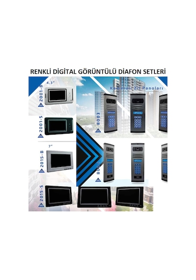 10 Daire Nts 2001-b 4,3'' Görüntülü Diafon Beyaz-8004 Tuş Takımlı Şifreli+geçişli Zil Panelli Set