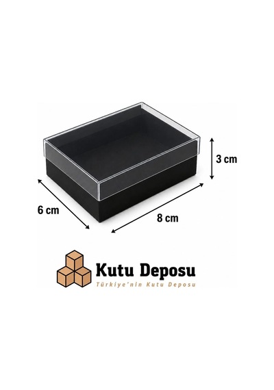 6x8x3 Cm Asetat Kapaklı Takı Kutusu - Siyah Demonte 50 Adet