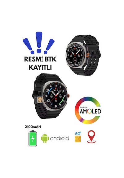 5g Hw Ultra Android Akıllı Saat Sım Kartlı Wifi Nfc Gps Amoled Ekran Spor Ve Sağlık Tracker