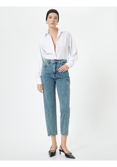Koton Mom Kot Pantolon Kısa Dar Paça Yırtmaç Detaylı Cepli - Mom Jean Orta İndigo 4sal40012md 4SAL40012MDMID İndigo Koton Mom Kot Pantolon Kısa Dar Paça Yırtmaç Detaylı Cepli - Mom Jean Orta İndigo 4sal40012md 4SAL40012MDMID İndigo