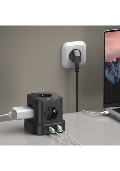 4lü Akım Korumalı Priz Gece Lambalı 2xusb 2xtype-c Çıkış Yüksek Gerilim Koruma Çoklu Priz Çoğaltıcı 2 M