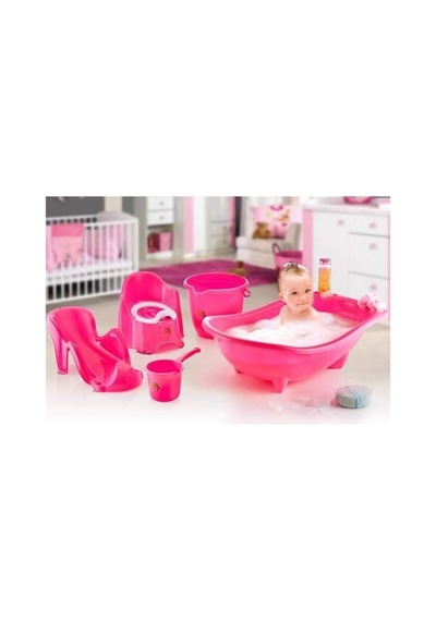 Tr 5 Parça Oturaklı Bebek Bakım Yıkama Seti Pembe