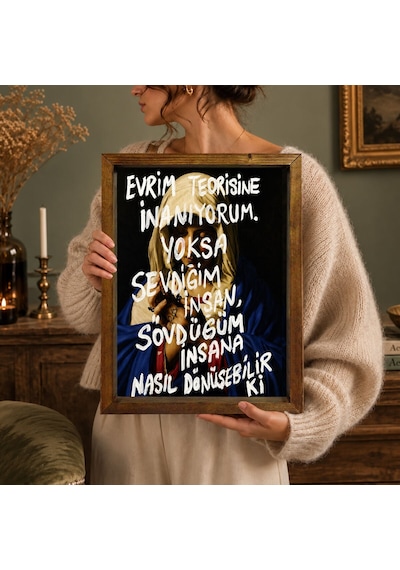 Bk Gift Vintage Klasik Sanat Esprili Sözlü Masif Ahşap Çerçeveli Dekoratif Tablo - 14