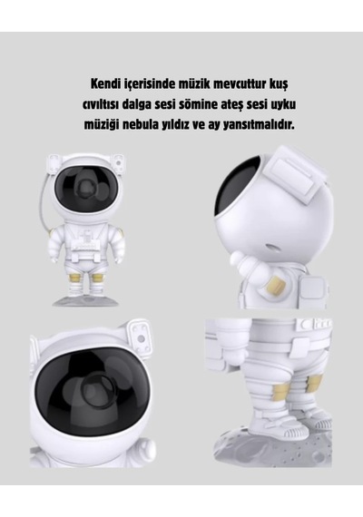 Home Bluetooth Müzikli Astronot Projeksiyon Lambası Yıldız Ve Ay Efektli