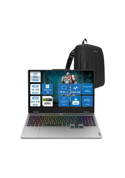 Lenovo LOQ 15IRX10 83JE00ENTRH01 i5-13450HX 16 GB 512 GB SSD 8 GB RTX5060 15.6" W11H Dizüstü Bilgisayar + Çanta