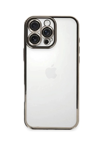 Apple iPhone Uyumlu  16 Pro Uyumlu Kılıf Lensli Silikon - Titanyum Gri