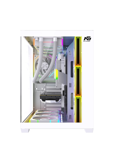 Alpha Neon 7x Argb Fan Kumanda Ve Kontrolcü Atx Boş Bilgisayar Kasası Beyaz
