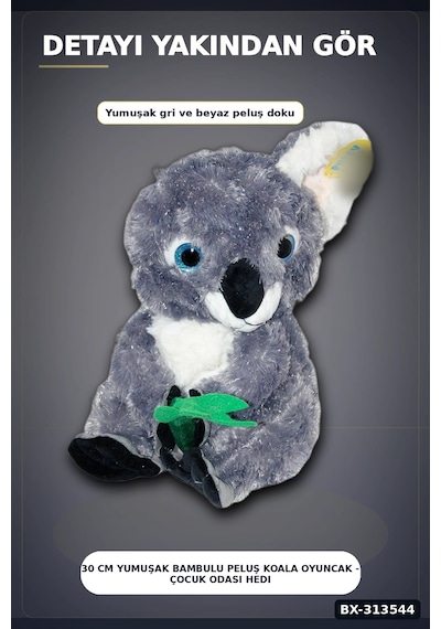 Bay 30 Cm Yumuşak Bambulu Peluş Koala Oyuncak - Çocuk Odası Hediyelik Dekor Bx-313544 Najmaddin