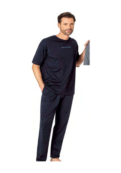 Pierre Cardin 6086 Erkek Kısa Kollu Bisiklet Yaka Oversize Pijama Takım-lacivert Lacivert