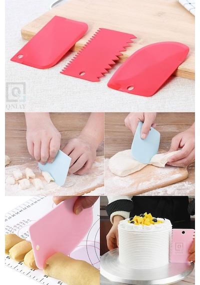 Tr 3lü Set Hamur Kesme Ve Kazıma Aparatı Hamur Pasta Börek Kek Çörek Şekillendirici Kesici Kazıyıcı Set Genel