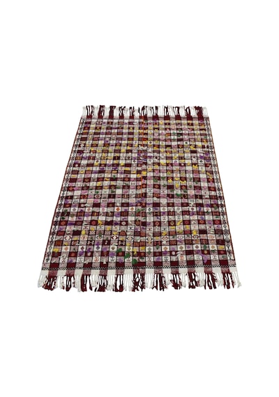 Kilim Antik El Dokuma Yün Ekoseli Sofra Tülü Anadolu Kilimi 0045 - Antika - Çok Renkli