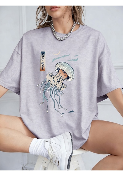 Noıssey Urban Pop Graphic Kadın Tişört Koleksiyonukod 5593 Gri