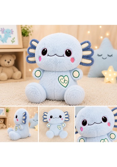 Aksolotl Peluş 35 Cm Açık Mavi