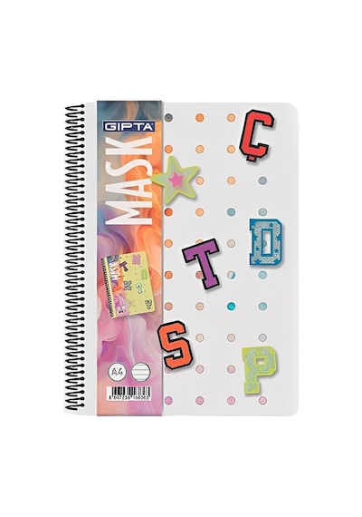 Gıpta Mask Spiralli Pp Kapak A4 72 Yaprak Çizgili Defter 3-7820000-2011 Çok Renkli
