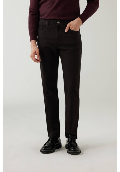 Erkek Siyah Regular Fit Üst Cep Kanvas Pantolon