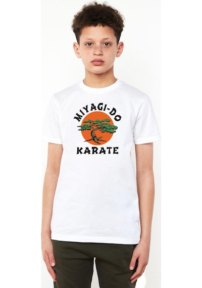 Tshirthane Cobra Kai Miyagi Do Karate Beyaz Çocuk Bisikletyaka Tshirt 001
