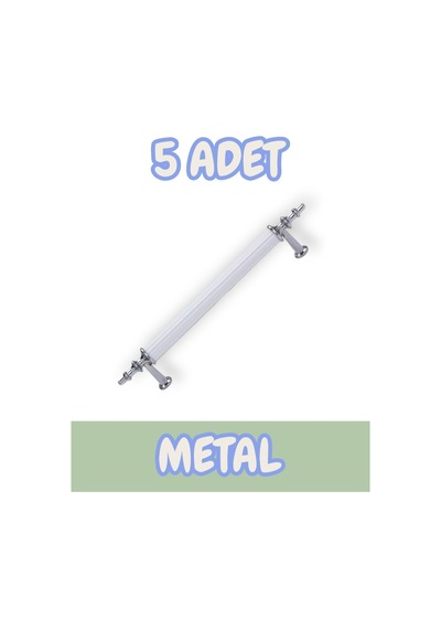 Tuana Rustik Alüminyum Metal Lüks Modern Mobilya Çekmece Mutfak Dolabı Kulpu Beyaz-krom 224mm 5 Adet Beyaz - Krom