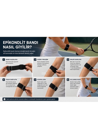 Tenisçi Golfçü Dirseği Bandı Epikondilit Bandajı Ayarlanabilir Dirseklik Sporcu Dirsek Lateral Epikondilit Bandı Destek Termo Jel Hediyeli