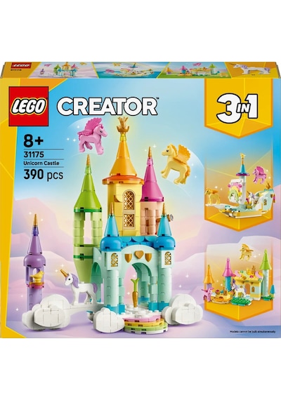 Creator 3'ü 1 Arada Tek Boynuzlu At Kalesi 31175 - 8+ Çocuklar İçin Oyuncak Yapım Seti 390 P