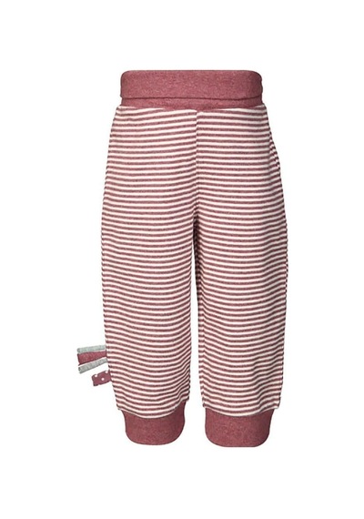 Organicera Organik Beli Lastikli Çizgili Pantolon , Bordeaux Melange Bordo